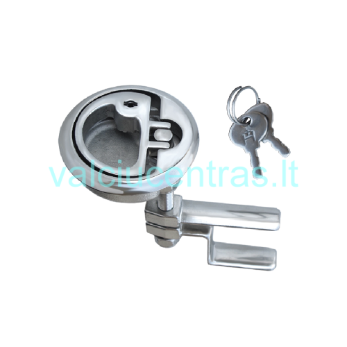 N. plieno įleidžiama pakėlimo rankena su spynele N. plieno įleidžiama pakėlimo rankena su spynele